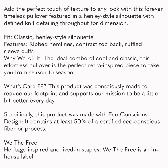 Free People! Snowdrift Pullover Sweater Top NWT! - Picture 7 of 7